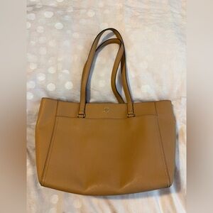 Tory Burch Tan Leather Tote with Logo Medallion
